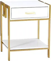 Exquisite Bedside Cabinets Bedroom Bedside Table, with Drawer Marble Coffee Table Living Room Bedroom Office Sofa Side Table, Size:48 * 40 * 60CM Basket Table (Color : White, Size : 48 * 40 * 60CM)