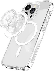 PopSockets: PopGrip for MagSafe - Expanding Phone Stand and Grip with a Swappable Top for Smartphones and Cases - Adapter Ring for MagSafe Included - Clear