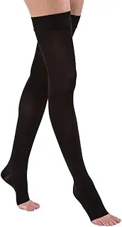 BSN Medical 115562 JOBST Opaque Compression Hose, Thigh High, 20-30 mmHg, Open Toe, Petite, Large, Classic Black