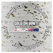 Ink Gold on White Shoelaces - Casual Laces for Sneakers Boots & Everyday Shoes