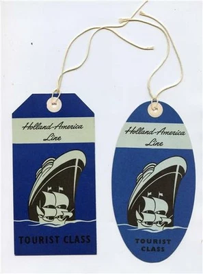 Holland America Line Tourist Class Stateroom & Baggage Room Unused Tags 1950's
