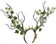 [Oxtxuzdm] Branch Headband Leaf Antlers Headwear Fashion Hair Accessories and Halloween Cosplay Headwear Women Witch Outfit