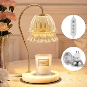 Candle Warmer Lamp with Timer, Dimmable Elegant Glass Flower Lamp, 2 Bulbs & ...