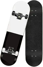 Sports Adult Skateboard, (Classic Black and White Pattern) 31-inch Seven-Layer Maple Professional Action White-Wheel Skateboard Suitable for Young Adults