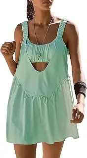 [GIFZES] Women Dress Shorts Set Tennis Outfit Backless Hollow Out Sleeveless with Padded Bra Comfortable Anti-exposure