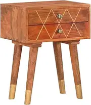 Solid Mango Wood Nightstand for Bedroom, Bedside Table with Drawers, End Table, Side Stand, Room Furniture, 43x30x58 cm