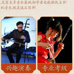 可打統編 蘇州紅木二胡民族樂器黑檀木胡琴初學考級大音量成人兒童入門專業