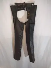 Hudson Leather Chaps Adjustable Waist Genuine Leather Black Unisex XXS