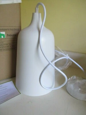 HOUZZ SK-20885S BENJAMIN WHITE METAL PENDANT LIGHT, BASE 14", UP TO 82" W/ CORD