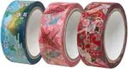 Kamiiso GR-0508 Japanese Washi Masking Tape, Kimono Beauty 3 Rolls (Crane, Origin Crane, Mt. Fuji), Set, Width 0.6 inches (15 mm) x 26.6 ft (7 m) Rolls, Japanese Pattern, Design Tape, Remake