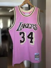 Mitchell & Ness NBA Pink Brown Sugar Bacon Swingman Jersey Lakers 1996 O'Neal