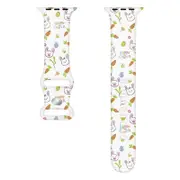 Catzon Easter Printed Silicone Strap for iWatch Series SE 7 6 5 4 3 2 1-White