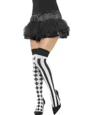 Black and White Harlequin Thigh High Stockings