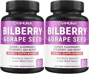 (2 Packs) Bilberry Capsules 9260mg - Bilberry, Grape Seed, Carrot, Elderberry - 4 Months Supply