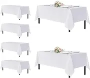 sancua White Tablecloths for 6 Foot Rectangle Tables, 6 Pack - Washable Polyester Fabric Table Cover for Wedding Wedding, Birthday Party, Banquet Reception, 54x108 Inch