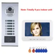 9 Apartment/Family Video Door Phone Doorbell Intercom System