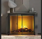 Fire Beauty Fireplace Screen with Hinged Doors, Powder Coated Steel Frame, Metal