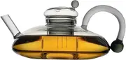 Transparent Tea Infuser Pot, Heat Resistant Glass Water Kettle, Loose Leaves Tea Maker, Practical Kitchen Tea Utensils for Home, Studio, Parties, Drinks, Indoor, Transparent, Gray Color
