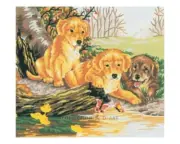 "Puppies"" Printed Needlepoint Tapestry Canvas A38