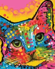 Clever Monsters Neon Cat Portrait Paint By Number Kit Framed DIY Art 16x20