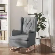 Armchair with Solid Rubber Wood Rocking Legs Light Grey Fabric