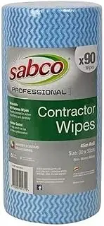 Sabco Professional Contractor Wipes, Blue, 90 Sheets