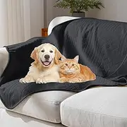 YUEANG Waterproof Pet Blankets for Medium Dogs & Cats - Washable 2 - Sided Blanket for Couch, Bed, Car & Sofa Protection, Pattern and Velvet Reversible Throw,Ideal for Puppies【30x40in/Black】