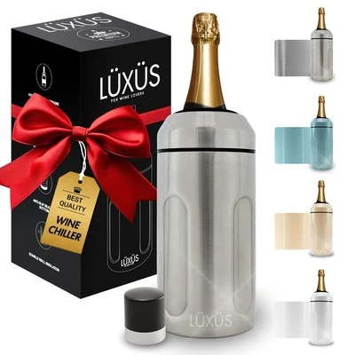 Wine Chiller (Stainless Steel) - Wine Cooler and Champagne Bucket Keeps Your ...