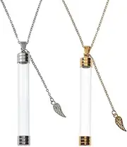 [DELORIGIN] 2 Colors Column Glass Bottle Pendant Necklaces Cat Whisker Holder Brass Cable Chain Necklaces Jewelry Charm Urn Ashes Memorial Pendant Keepsake for Cat Whiskers Pet or Human