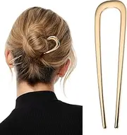 Metal French Hair Pins, Gold Hair Pins for Women Girls, U-Shaped French Pins for Buns, French Twist Hair Pin, Hair Sticks, Hair Fork - 1 Pcs