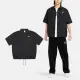 【NIKE 耐吉】短袖 Club Oxford Button-Down 男款 黑 白 寬鬆 抽繩 襯衫(FN3903-010)