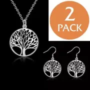 Tree of Life Pendant Necklace and Earrings Sterling Silver NEW