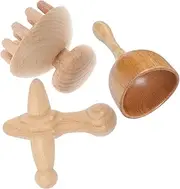 Beavorty Home Massager Set 1 Wooden Cup 1 Wooden Scrape Body Massage Tool for Shoulder Back Head Smooth Lightweight Easy to Use