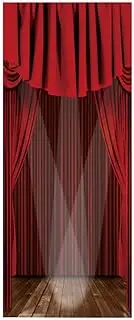 Door Sticker Murals Decals Wallpaper Peel and Stick, Wall Sticker Decal for Bedroom Home Decor Waterproof, Removable Premium Vinyl Upgrade, Red Stage Curtain Spotlight