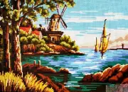 Needlepoint tapestry painted canvas 14.780 - Landscape (18"x24") GobelinL
