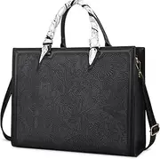 Laptop Bag for Women 15.6 Inch Laptop Tote Bag Waterproof Leather Computer Tote Bag Business Lightweight Office Briefcase Large Capacity Handbag Shoulder Bag