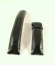 New Black Leather Watch Band for Baume Mercier Deployant Clasp 20mm
