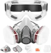 Face Mask Cover with Googles Reusable, Gas Dust Paint Polishing Mask Protection