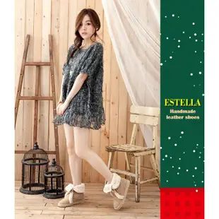 ESTELLA-全真皮毛毛反折兩穿雪靴-杏