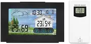 Wireless Weather Station, Outdoor Indoor Sensor, Digital Thermometer Hygrometer, Alarm Clock, Weather Forecast, Touch Control LCD Digital Weather Station for Home Office Bedroom Garden