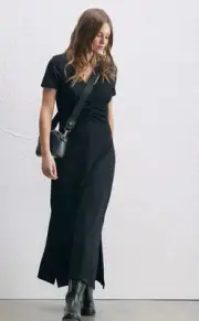 DECJUBA TASHA RUCHED MIDI DRESS SIZE M