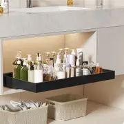 43.5-68cm Black Pull Out Bath Cabinet Organizer Slide Out Drawers Kitchen Pantry Organization