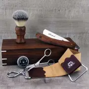 CLASSIC SHAVING SET Synthetic Brush & Straight Cut Throat Razor | Vintage Barber