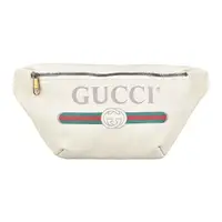 在飛比找momo購物網優惠-【GUCCI 古馳】GUCCI印花LOGO綠紅綠條紋牛皮拉鍊