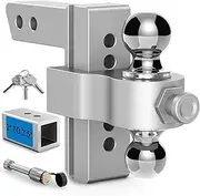 NenNicht Adjustable Trailer Hitch, Drop Hitch Fits 2 Inch Receiver, Height Aluminum Tow Hitches with Dual Ball (2" x 2-5/16") GTW 12,500 LBS, Heavy Duty Towing Hitch Ball Mount