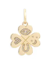 Adina Reyter 14K Yellow Gold Diamond Pave Lucky Symbol Clover Charm Pendant