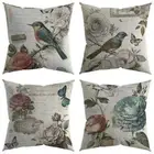 Pillowcase Retro American Flower and Bird Medieval Print Cushion Cover Sofa