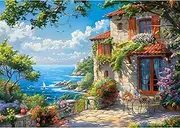 MISITU 1000 Pieces Jigsaw Puzzles for Adults Seaside Beach Impossible Hard Difficult Challenging Teens Jigsaw Puzzle 70 x 50 cm with Reference Poster