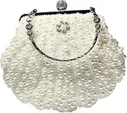 [Healeved] 1Pc Fashionable Pearl Handbag Elegant Bag for Women Retro Design Stylish Storage Pouch for Travel Work and Special Occasions