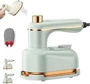 Saker Sakerplus Portable Steam Lron, 2-in-1 Mini Travel Garment Steamer with Anti-Scalding Base, 1000w Fast Heating in 5 Seconds Saker Plus Handheld Steam Iron for Home, Dorm, Travel(Green)